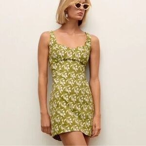 Maeve Green and White Leaf Print Dress